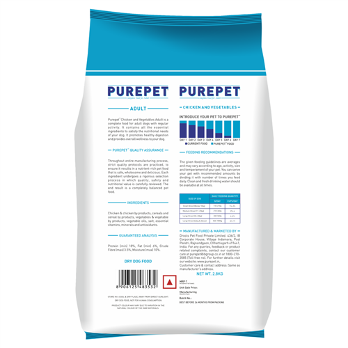 Purepet Chicken and Vegetable Adult Dry Dog Food