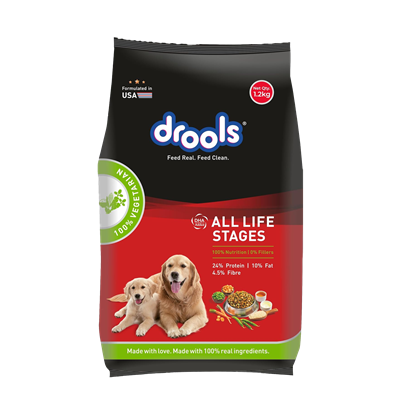 Drools 100% Vegetarian Dry Food For All Life Stages Dog (Veg, 1.2 KG)