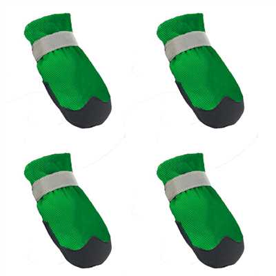 ALCAZAR Dog Boots Comfortable, Lightweight, Anti Slip, Dog Shoes with Reflective Straps, Adjustable Drawstring (XS, GREEN)