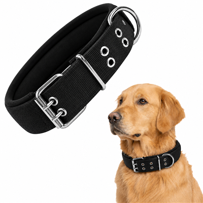 ALCAZAR Tactical Dog Collar Belt for Medium Dogs | Adjustable Size | for 15-25 KG Pet (Black, M)
